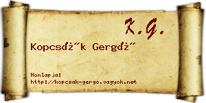 Kopcsák Gergő névjegykártya